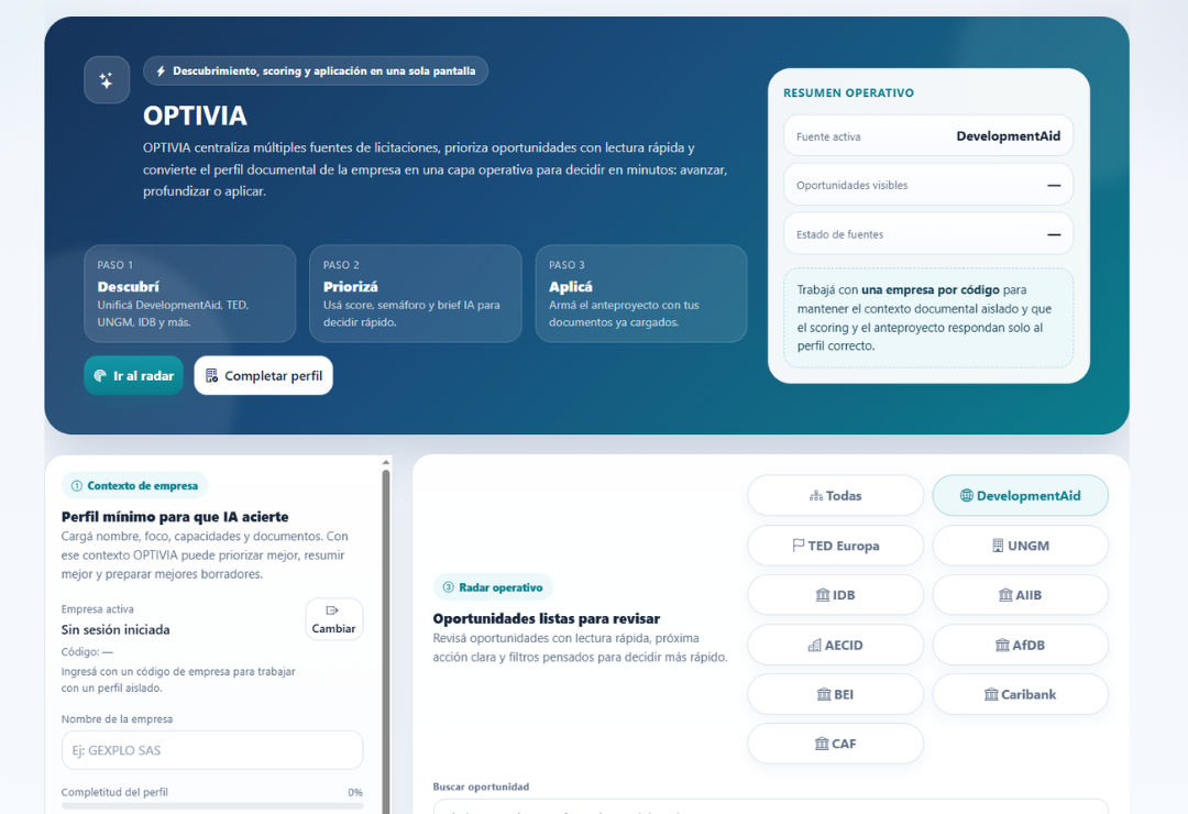 Optivia — Radar de oportunidades